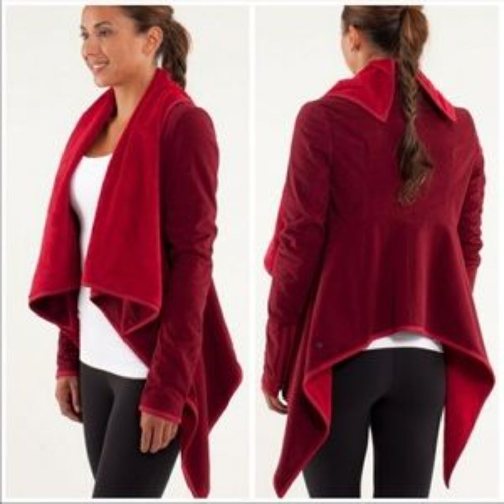 Lululemon Presence Of Mind Jacket In Deepest Cranberry Fleece Lined Size 6